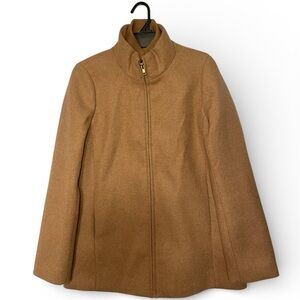 J. Crew Factory Village Women's Wool Blend Coat Tan Size 6 Full Zip Winter